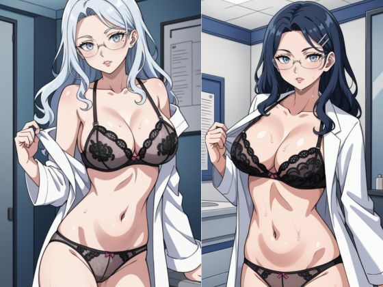 サンプル画像3:白衣のクールドクター 眼鏡越しの過剰処置(AI結) [d_607268]