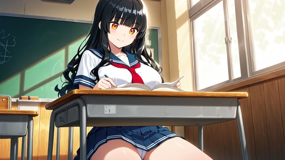 青スク水の茶髪黒髪爆乳美女が教師と放課後種付け交尾【4K】 画像3