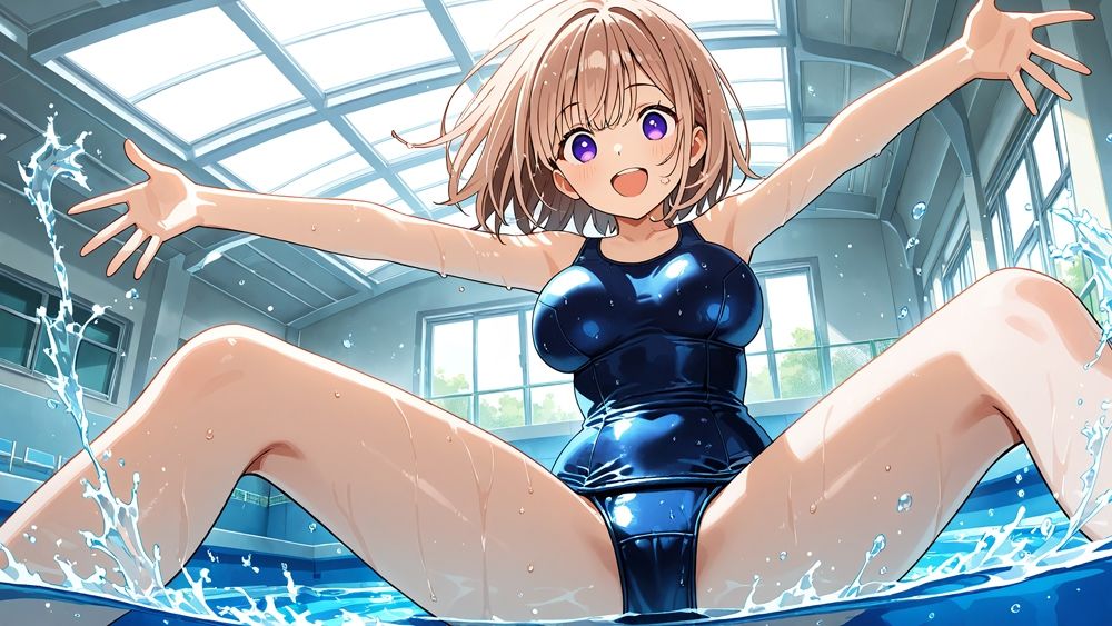 青スク水の茶髪黒髪爆乳美女が教師と放課後種付け交尾【4K】 画像4