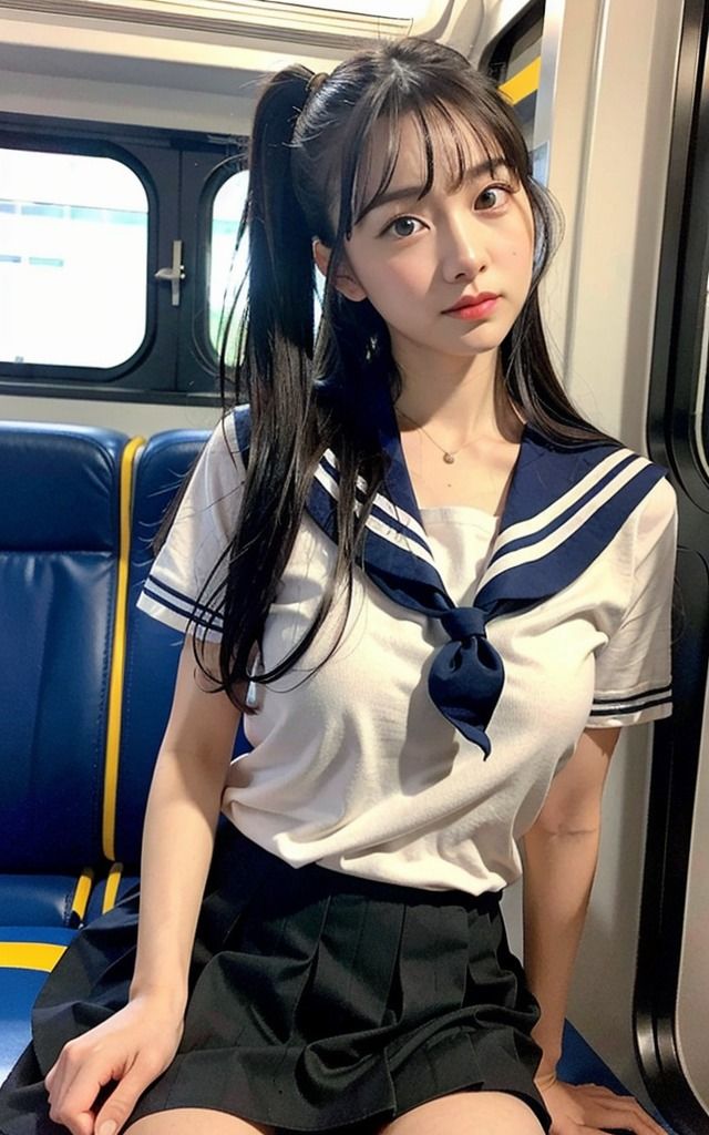 セーラー服と電車の私 AI美女の車窓からの誘惑 画像2