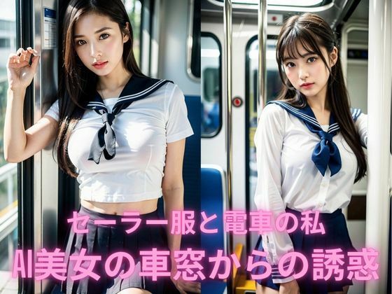 セーラー服と電車の私 AI美女の車窓からの誘惑