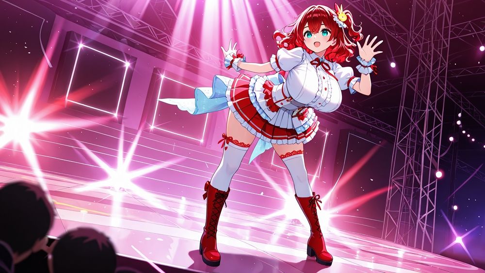 サンプル画像2:爆乳水色赤髪アイドルが熱愛スキャンダルで快楽堕ち【4K】(御一堂) [d_608178]