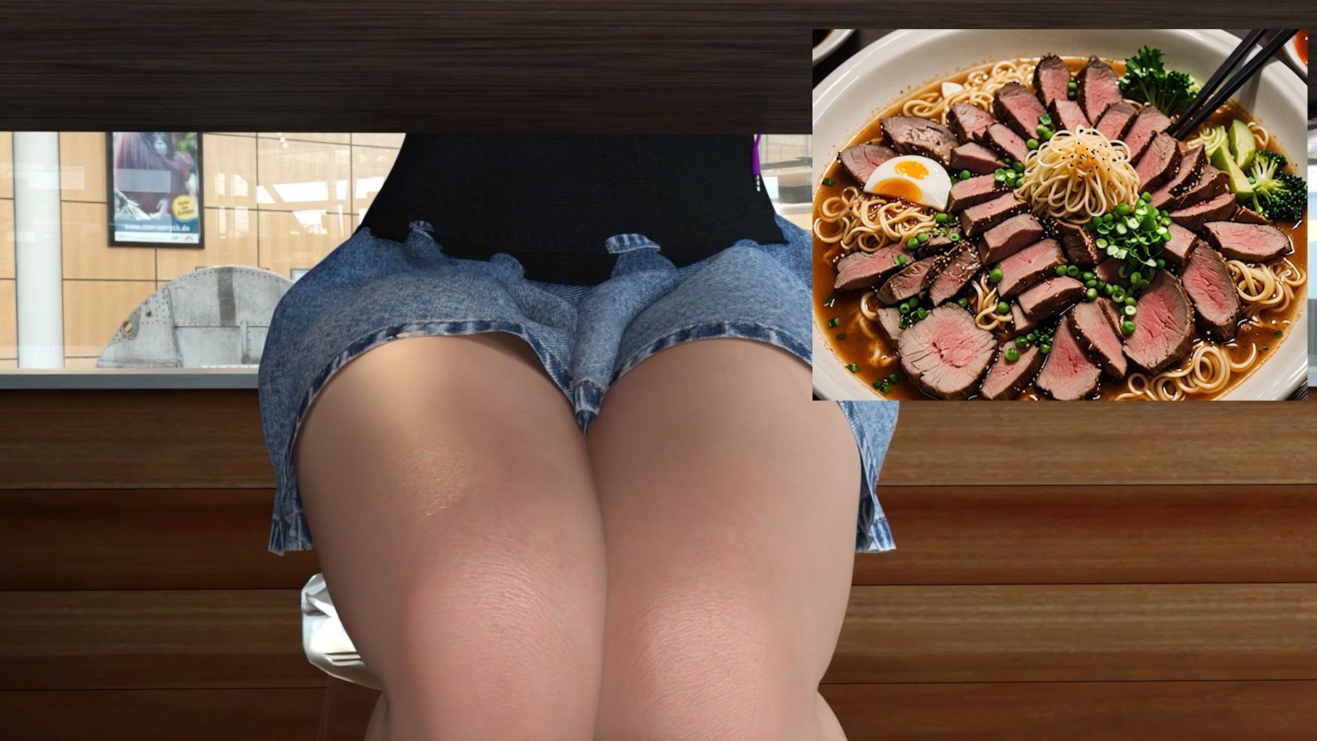 【▲All】バーチャルアイドル一ノ瀬廻里・日本全国マニアックラーメン巡り!(『爆盛っ!ローストビーフラーメン!?』PV01:黒にピンクのハート柄パンティ)_4