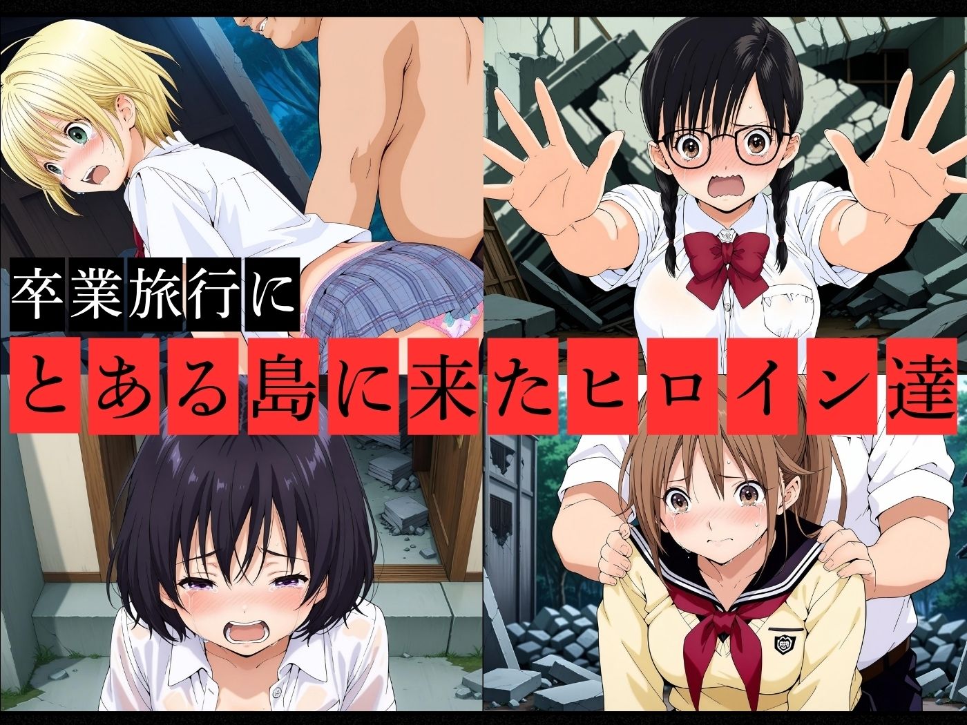 キモおじ軍団に野外レ●プされたヒロイン達(い●ご100%編) 画像1