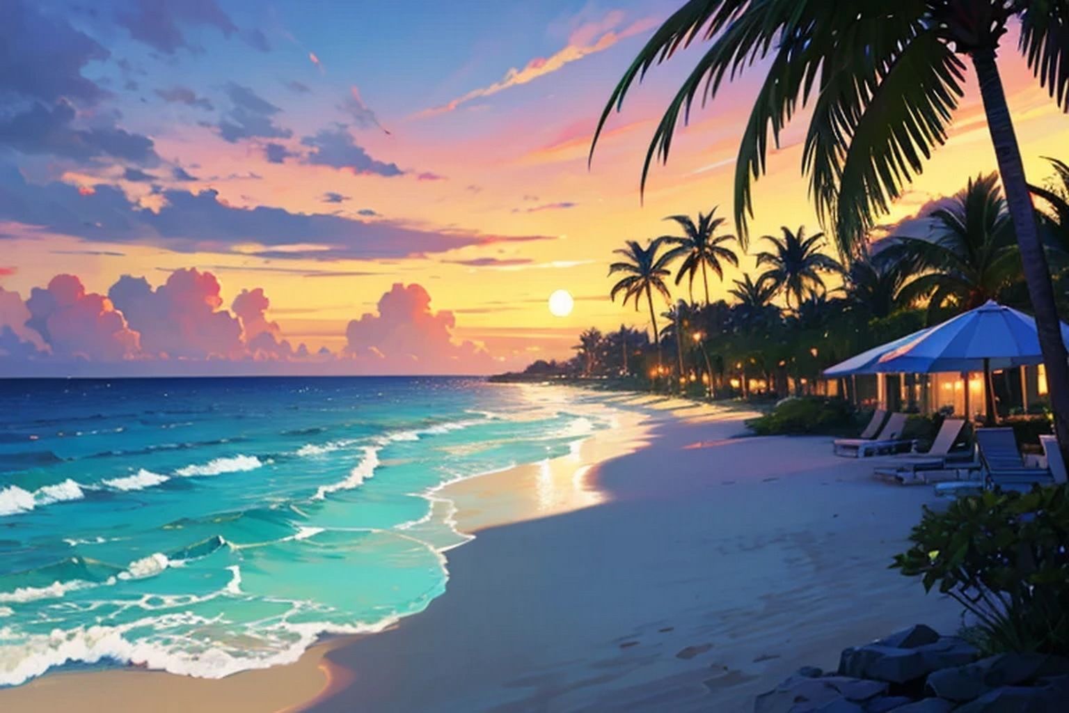 サンプル画像2:ビーチリゾート  背景素材(豊川内角) [d_608747]