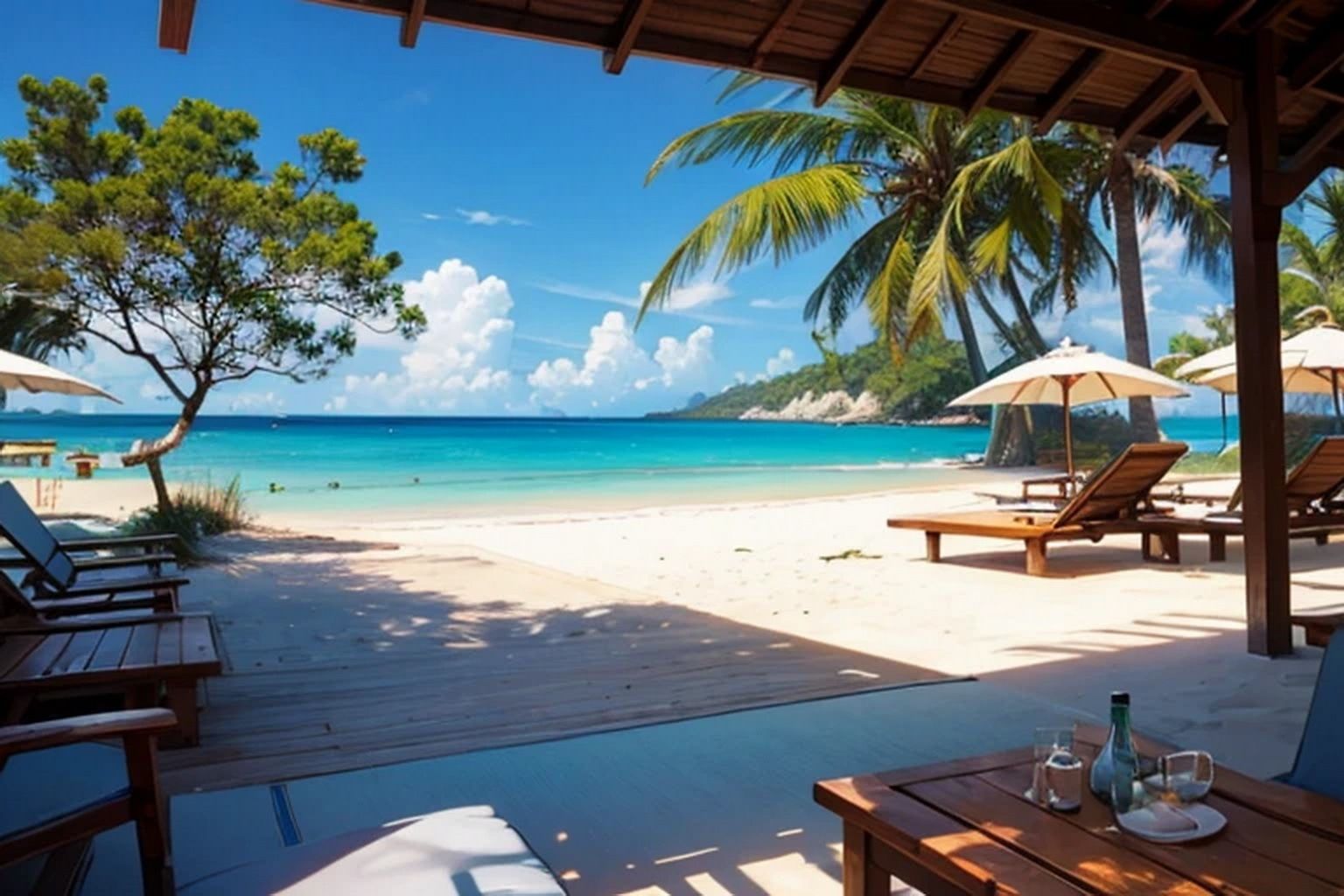 サンプル画像5:ビーチリゾート  背景素材(豊川内角) [d_608747]