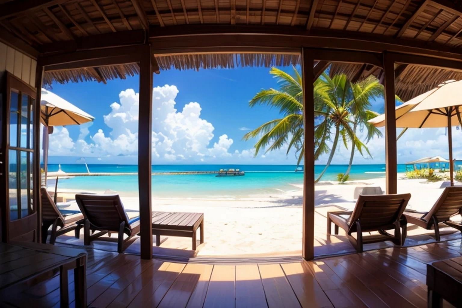 サンプル画像6:ビーチリゾート  背景素材(豊川内角) [d_608747]