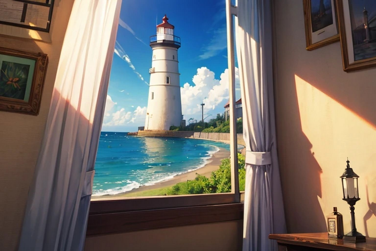 サンプル画像1:灯台  背景素材(豊川内角) [d_608781]