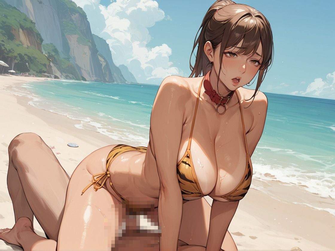 日焼け跡が眩しい爆乳人妻×タイガービキニでハメ倒し 画像4
