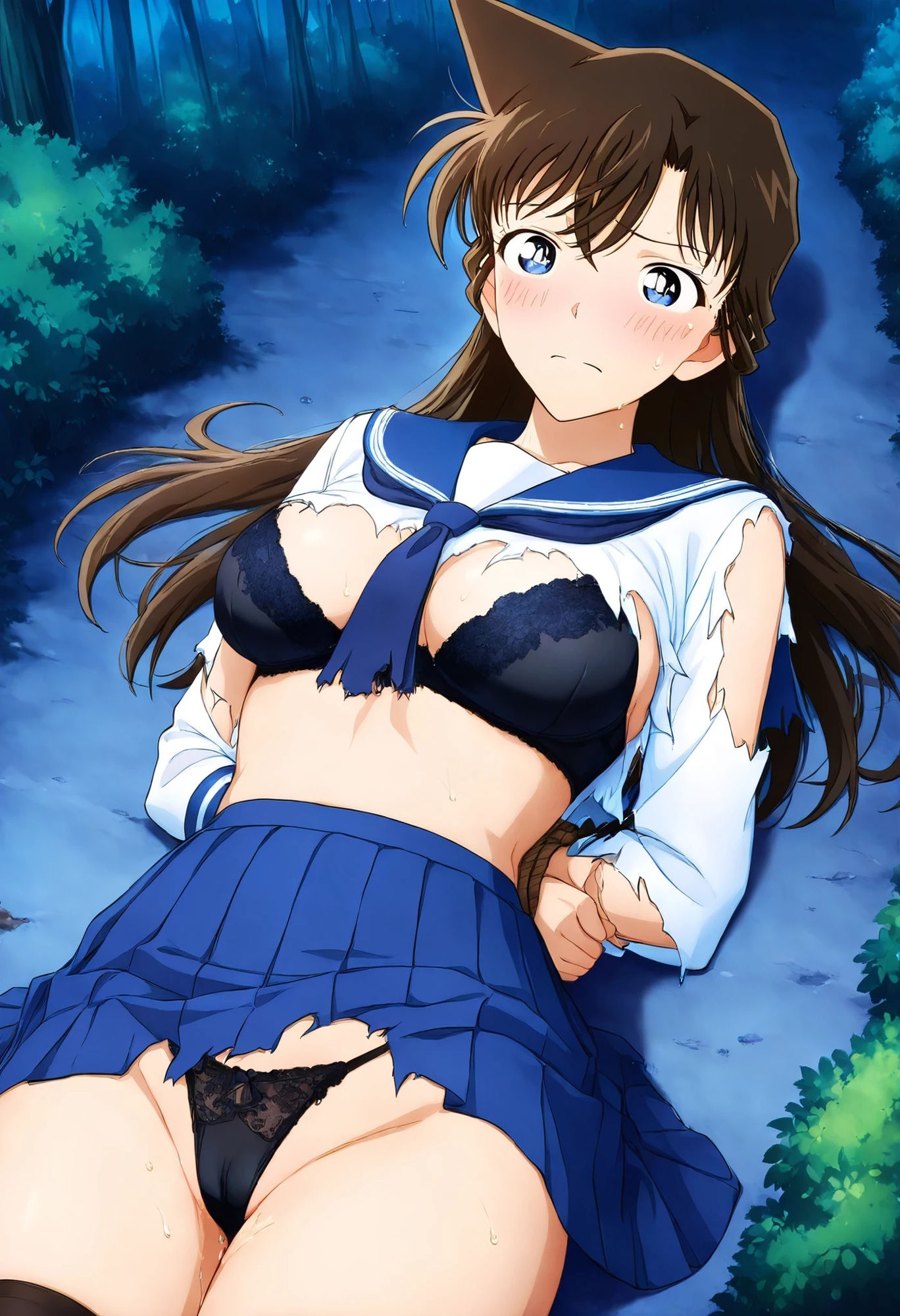 サンプル画像5:毛〇蘭  セーラー服きたら公園の茂みに連れていかれた。(HKMアート) [d_609506]