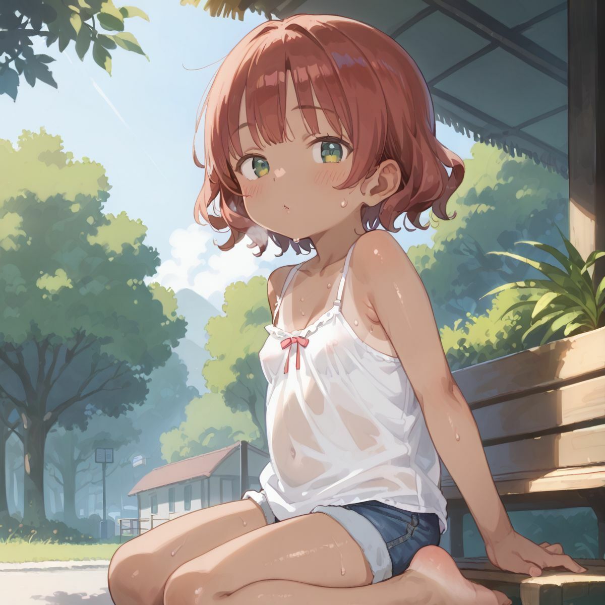 好奇心旺盛すぎるド田舎のこんがりちっぱい娘が食べ放題!054