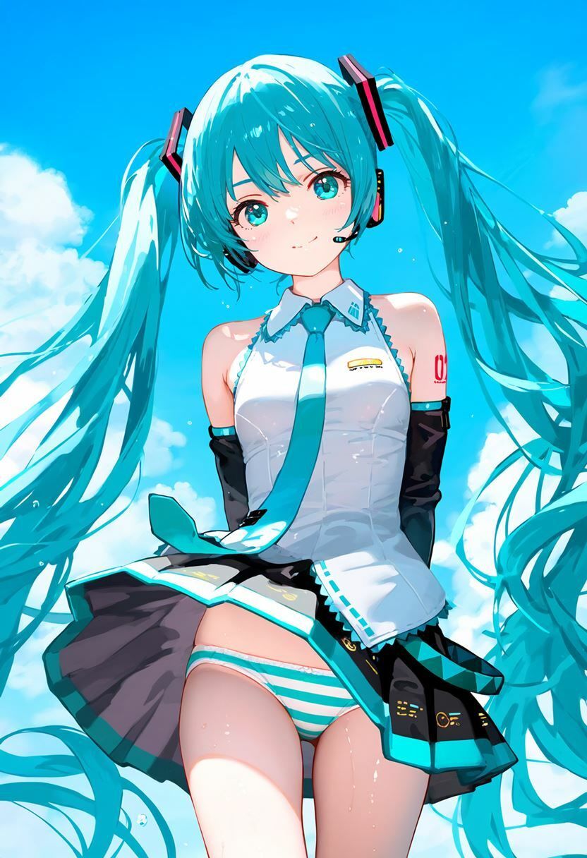 サンプル画像1:初音ミク 大量ぱんつ(ちゅりのAI研究所 おぱんつ分室) [d_610393]