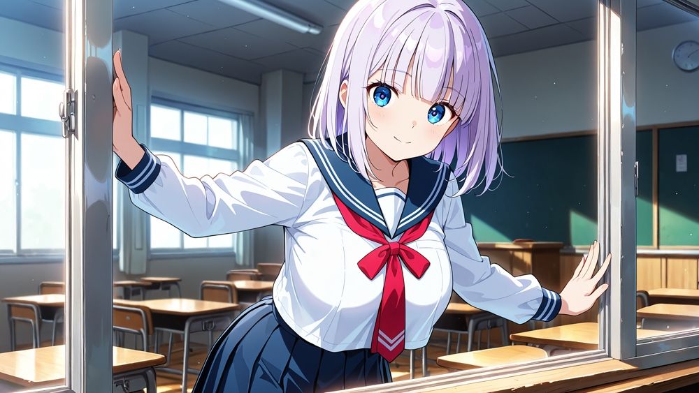 爆乳スク水美少女2人と教師の蜜月プールタイム【4K】 画像2