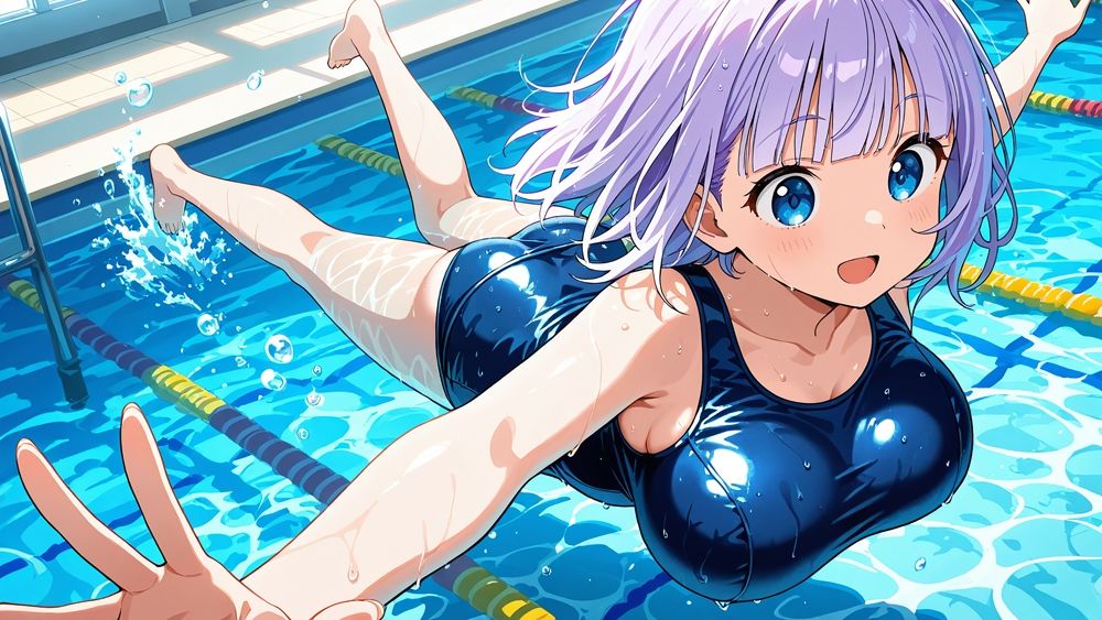 爆乳スク水美少女2人と教師の蜜月プールタイム【4K】 画像4