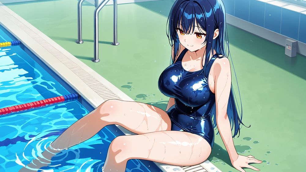 爆乳スク水美少女2人と教師の蜜月プールタイム【4K】 画像5