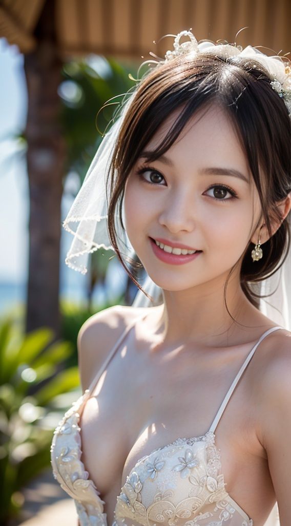 サンプル画像1:ウエディングドレスを着た花嫁(AI×美少女×物語) [d_610607]