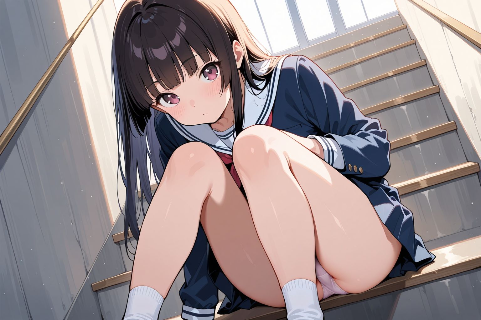 見せつけガールズ☆階段すわり編  姫カットVer 画像1