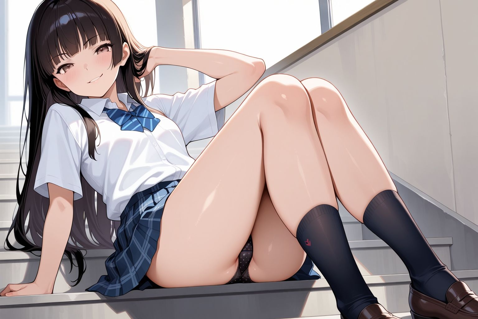 見せつけガールズ☆階段すわり編  姫カットVer 画像3