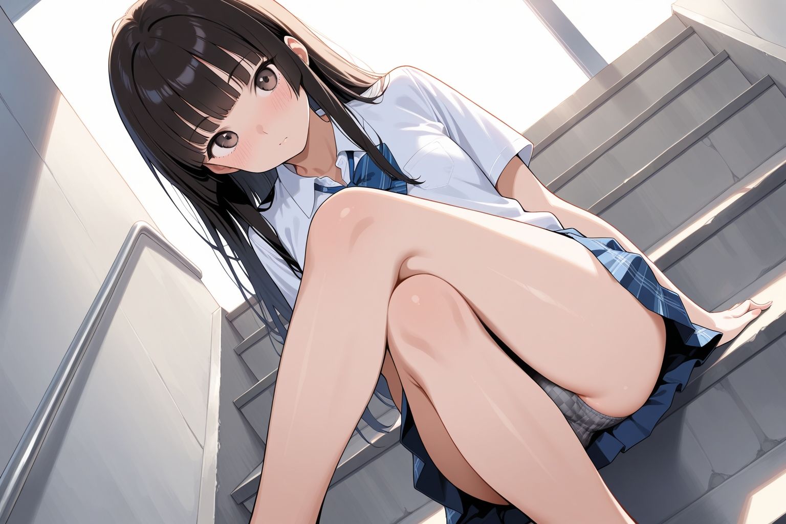 見せつけガールズ☆階段すわり編  姫カットVer 画像4
