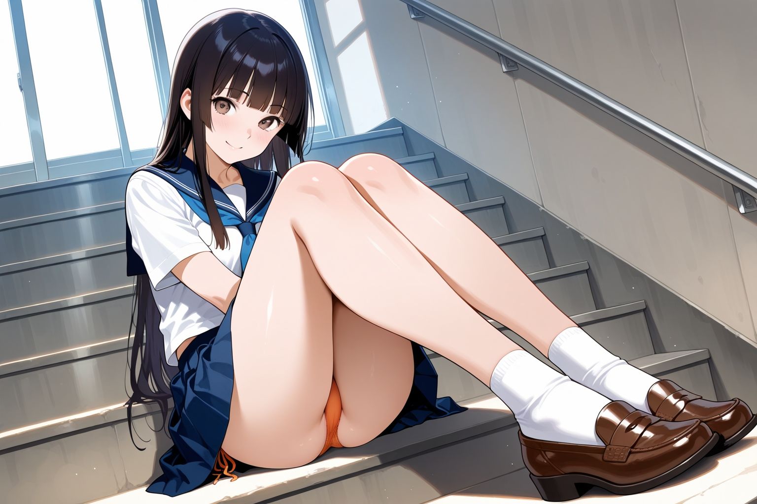 見せつけガールズ☆階段すわり編  姫カットVer 画像9