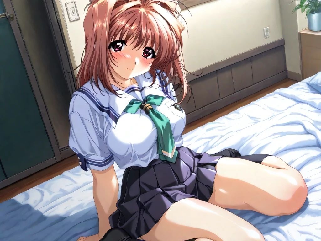 サンプル画像1:AIイラストCG集93   LO〇ERS-恋に〇ちたら  河〇理恵（制服ヌード・ピンナップ）(ドンガラAI美少女イラスト支部) [d_610721]