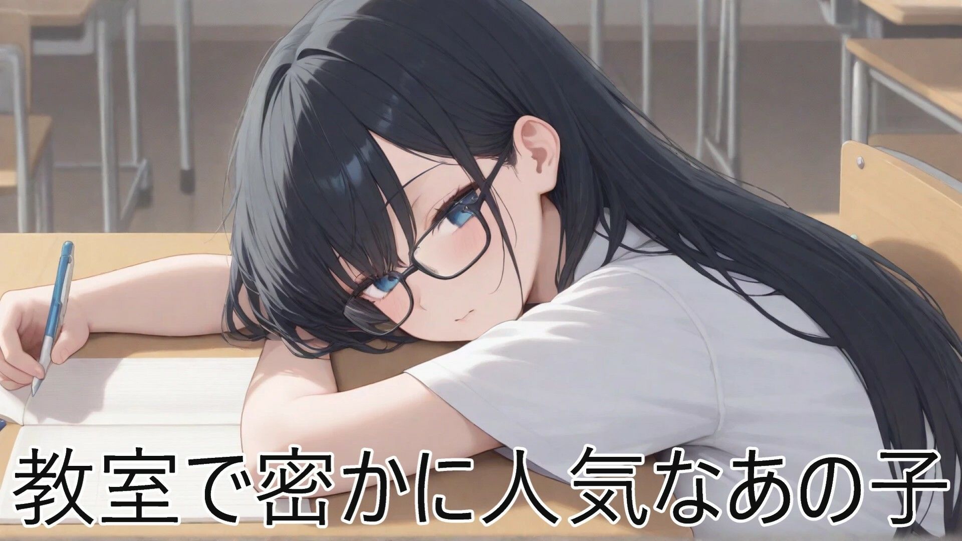 クラスで密かな人気がある黒髪清楚JKは教室で全裸オナニーをするド変態なCG 画像1