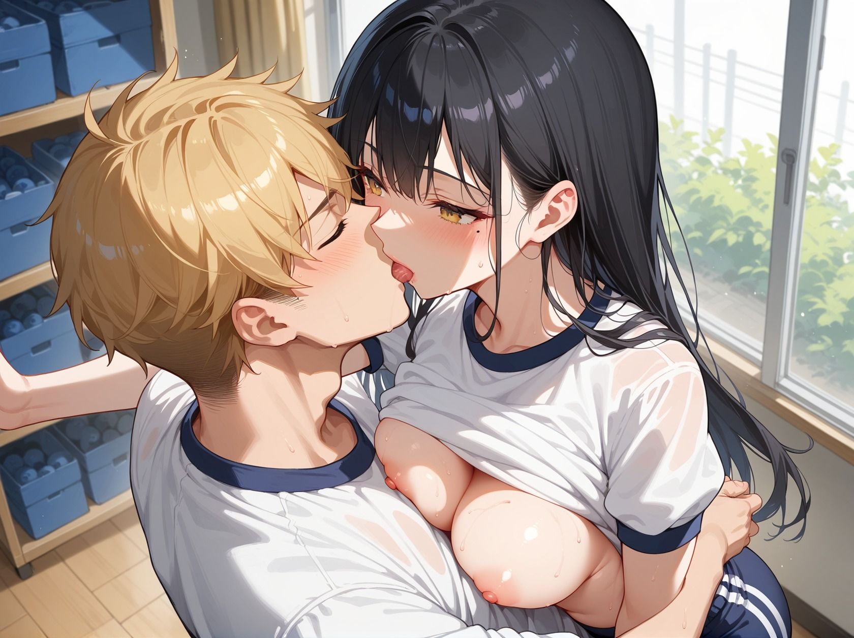 サンプル画像5:巨乳女子校生ご奉仕フ◯ラチオ  萌える制服姿  ブルマで感じちゃう（はーと）(あんあんつけぼー) [d_611129]