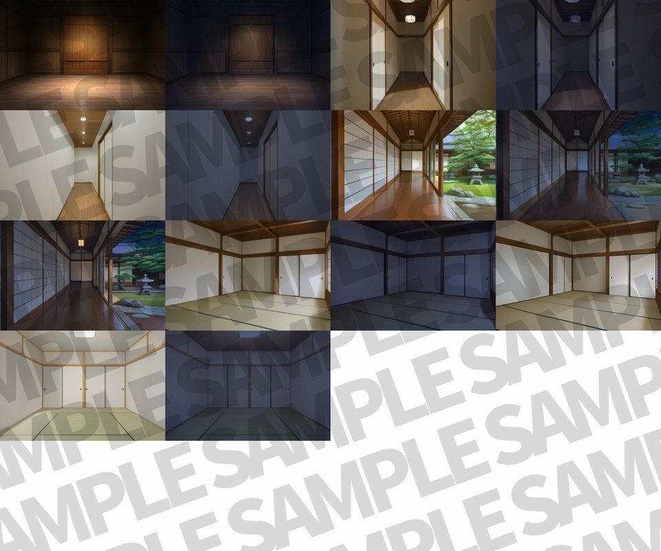 サンプル画像4:和風家/和室背景パック52枚【TRPG背景素材/CoC/ゲーム素材背景イラスト】【昼夜照明夜差分】(TRPG素材商店なな) [d_611250]
