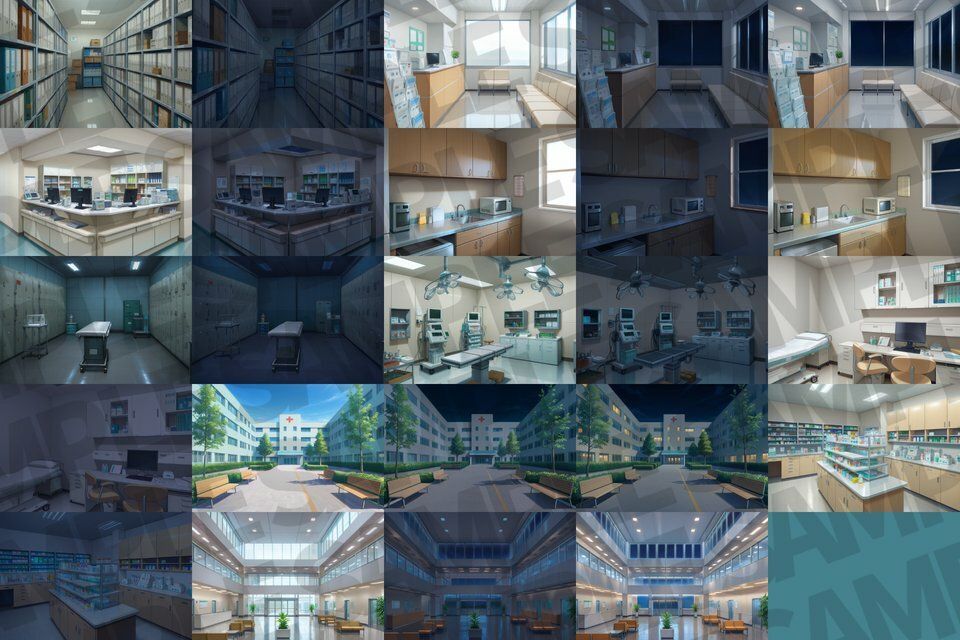 サンプル画像3:病院/血濡れ病院背景パック87枚【TRPG背景素材/CoC/ゲーム素材背景イラスト】【昼夜差分/血濡れ差分】(TRPG素材商店なな) [d_611255]