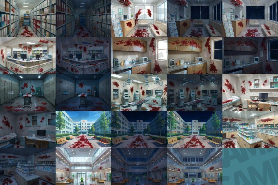 病院/血濡れ病院背景パック87枚【TRPG背景素材/CoC/ゲーム素材背景イラスト】【昼夜差分/血濡れ差分】 画像5