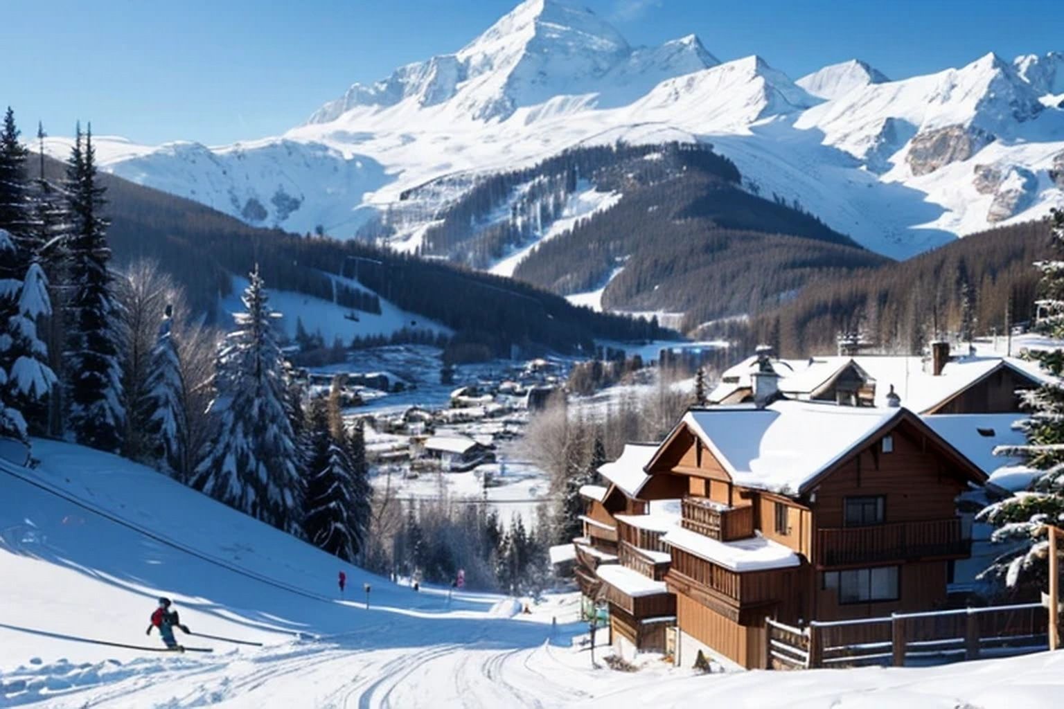 サンプル画像2:スキーリゾート  背景素材(豊川内角) [d_611281]