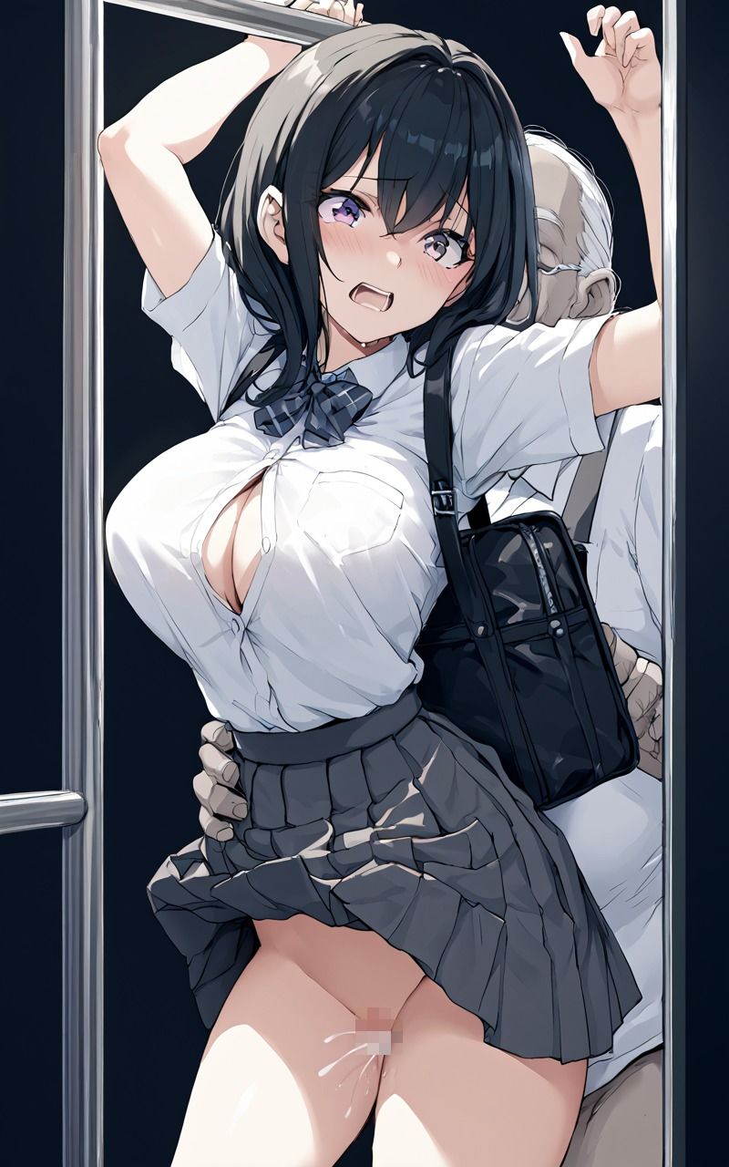 欲求不満のおじさんに電車痴●されて感じちゃうJ◯たち 画像5