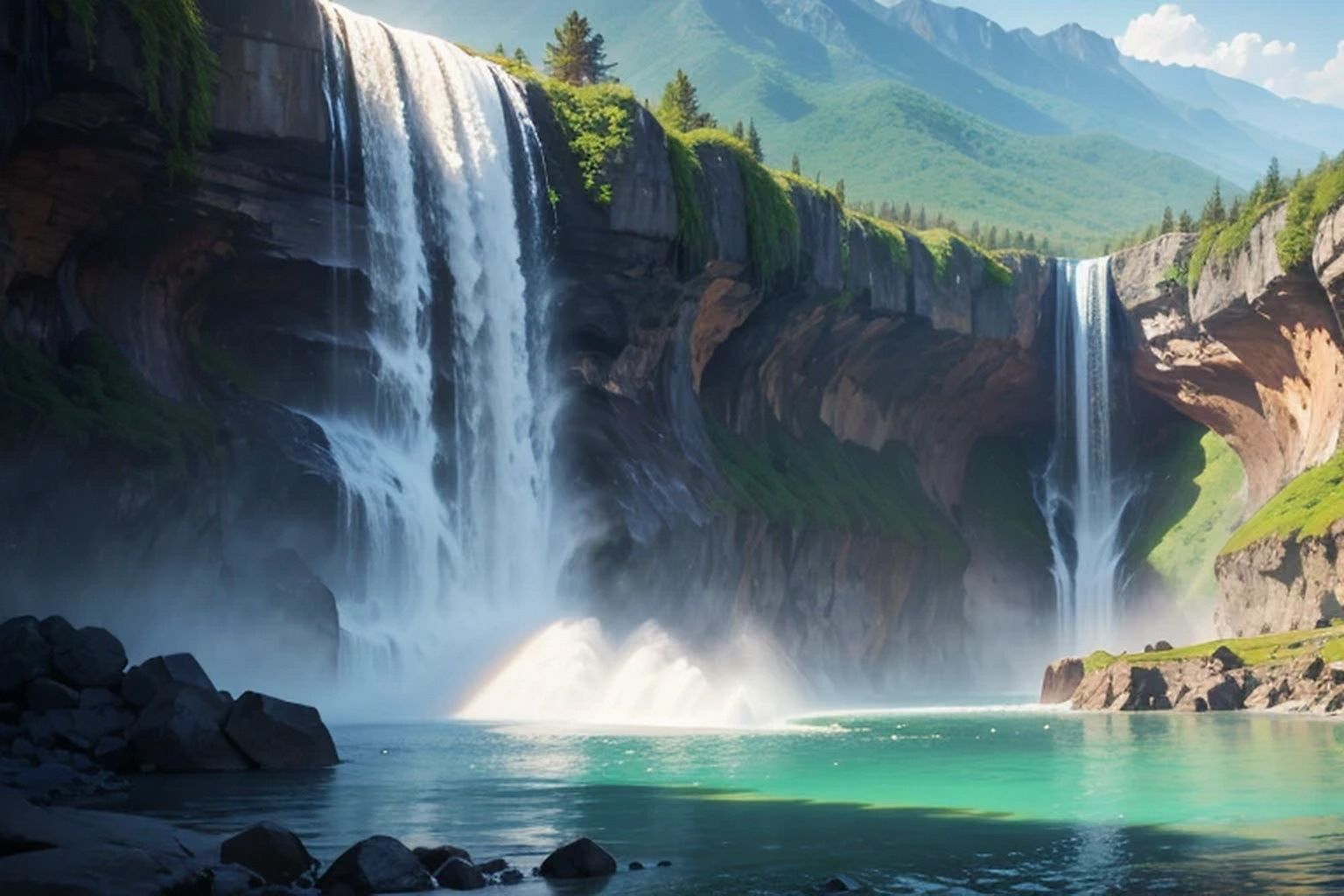 サンプル画像4:滝  背景素材(豊川内角) [d_611284]