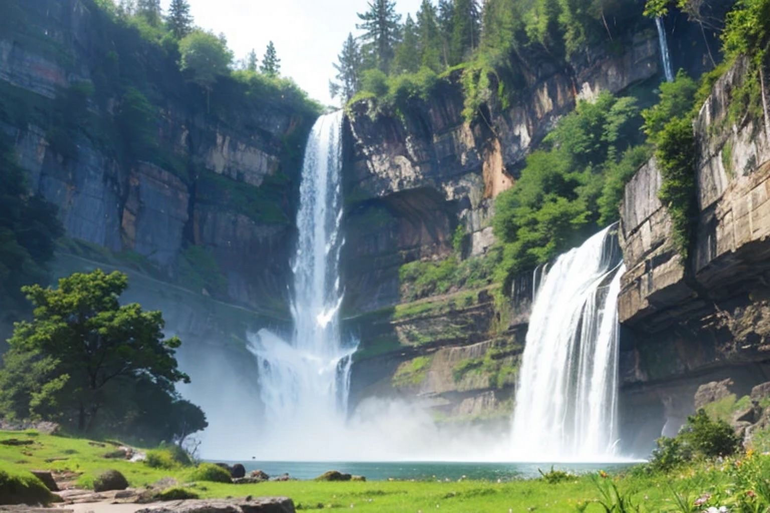 サンプル画像5:滝  背景素材(豊川内角) [d_611284]