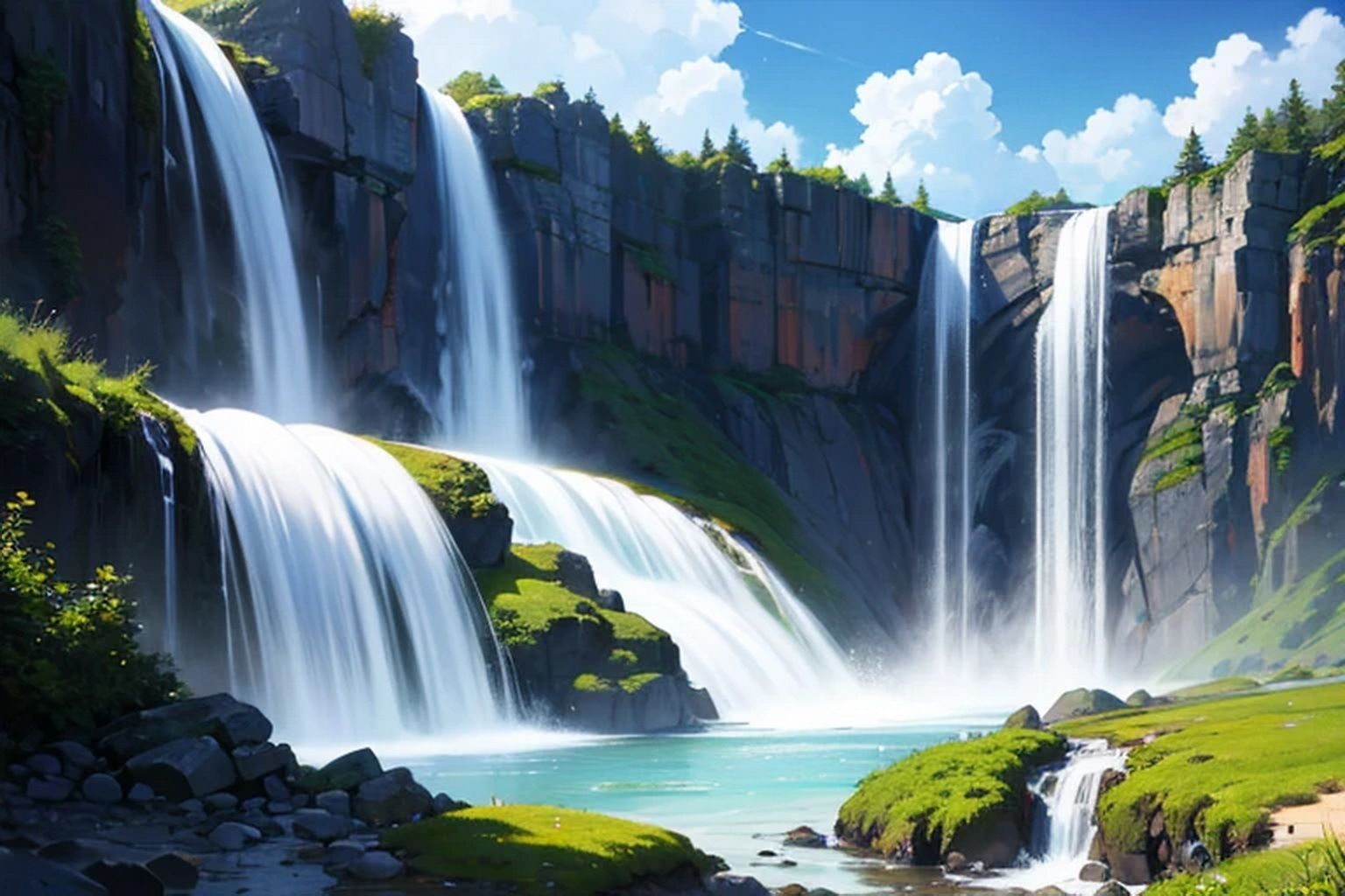 サンプル画像6:滝  背景素材(豊川内角) [d_611284]