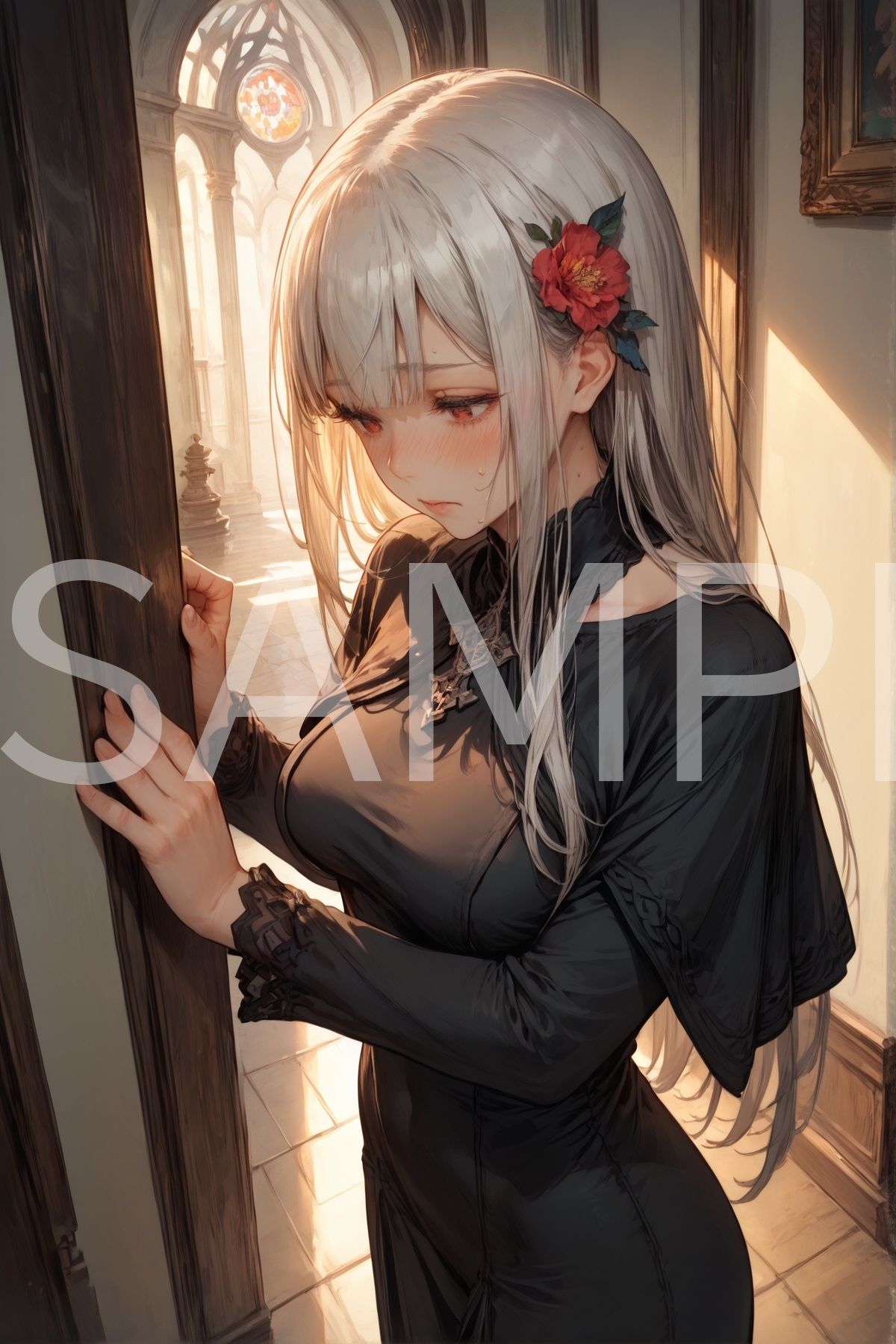 サンプル画像1:黒いドレスの銀髪少女(fetish-art) [d_611441]