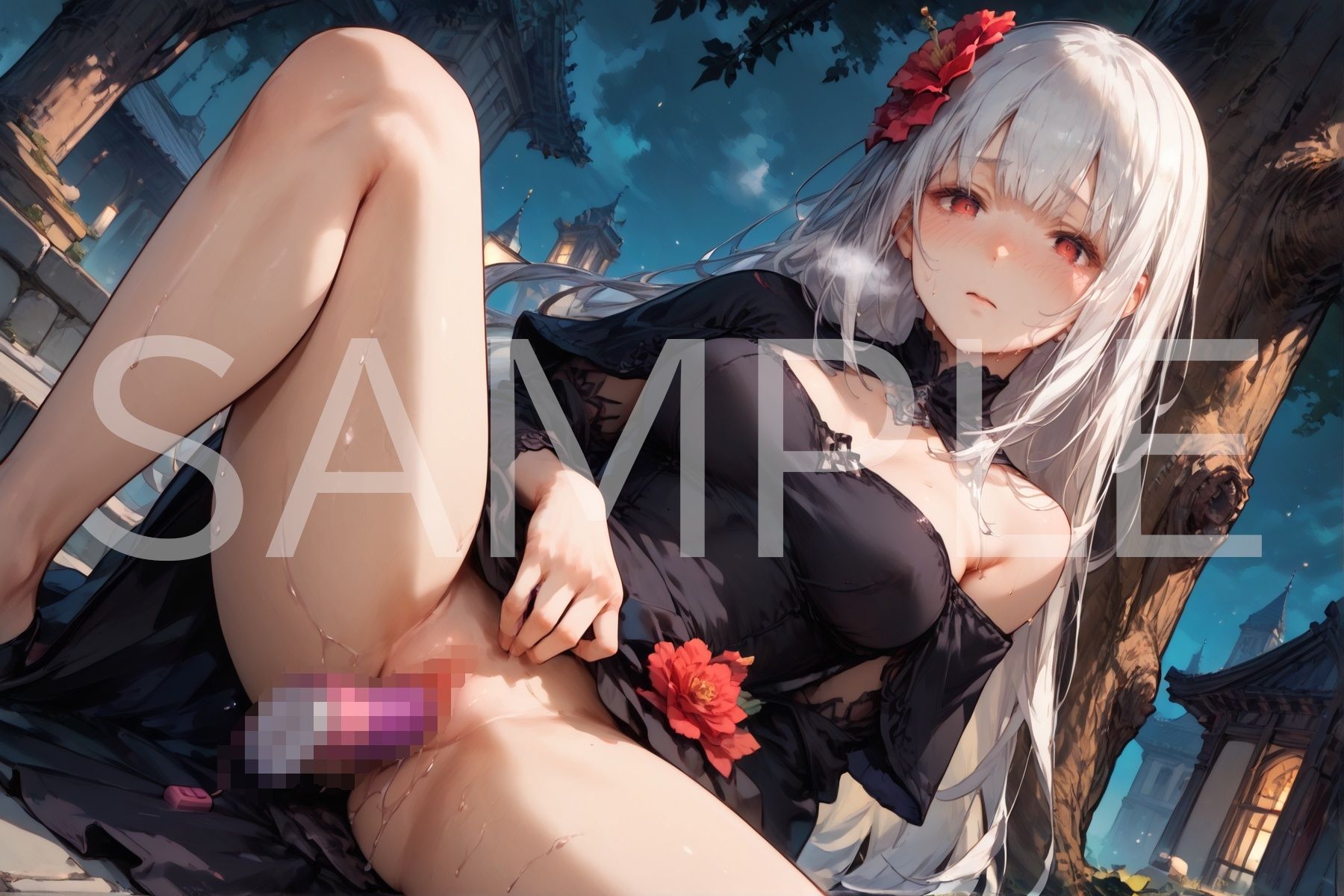 サンプル画像4:黒いドレスの銀髪少女(fetish-art) [d_611441]