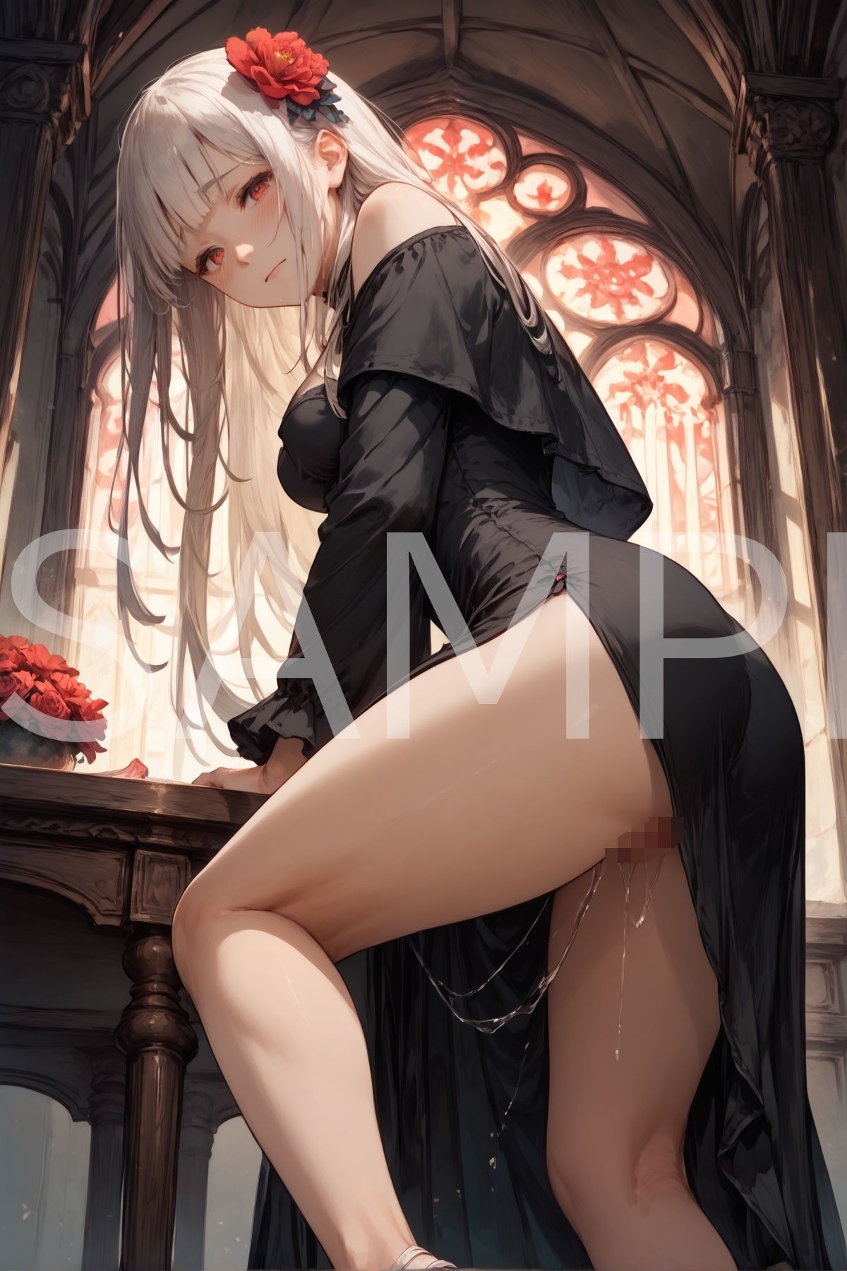 サンプル画像5:黒いドレスの銀髪少女(fetish-art) [d_611441]