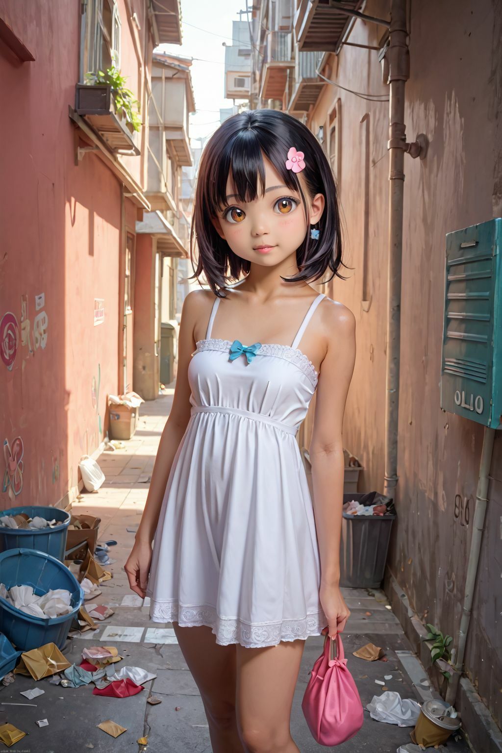 サンプル画像1:東南アジアの路地裏少女(ツンドラ) [d_611565]