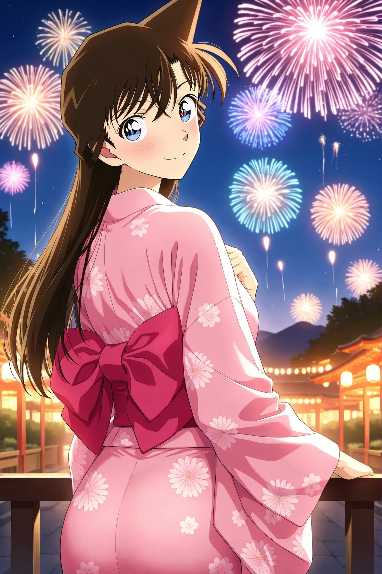 サンプル画像4:毛〇蘭  浴衣で花火(HKMアート) [d_611673]