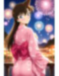 毛〇蘭  浴衣で花火