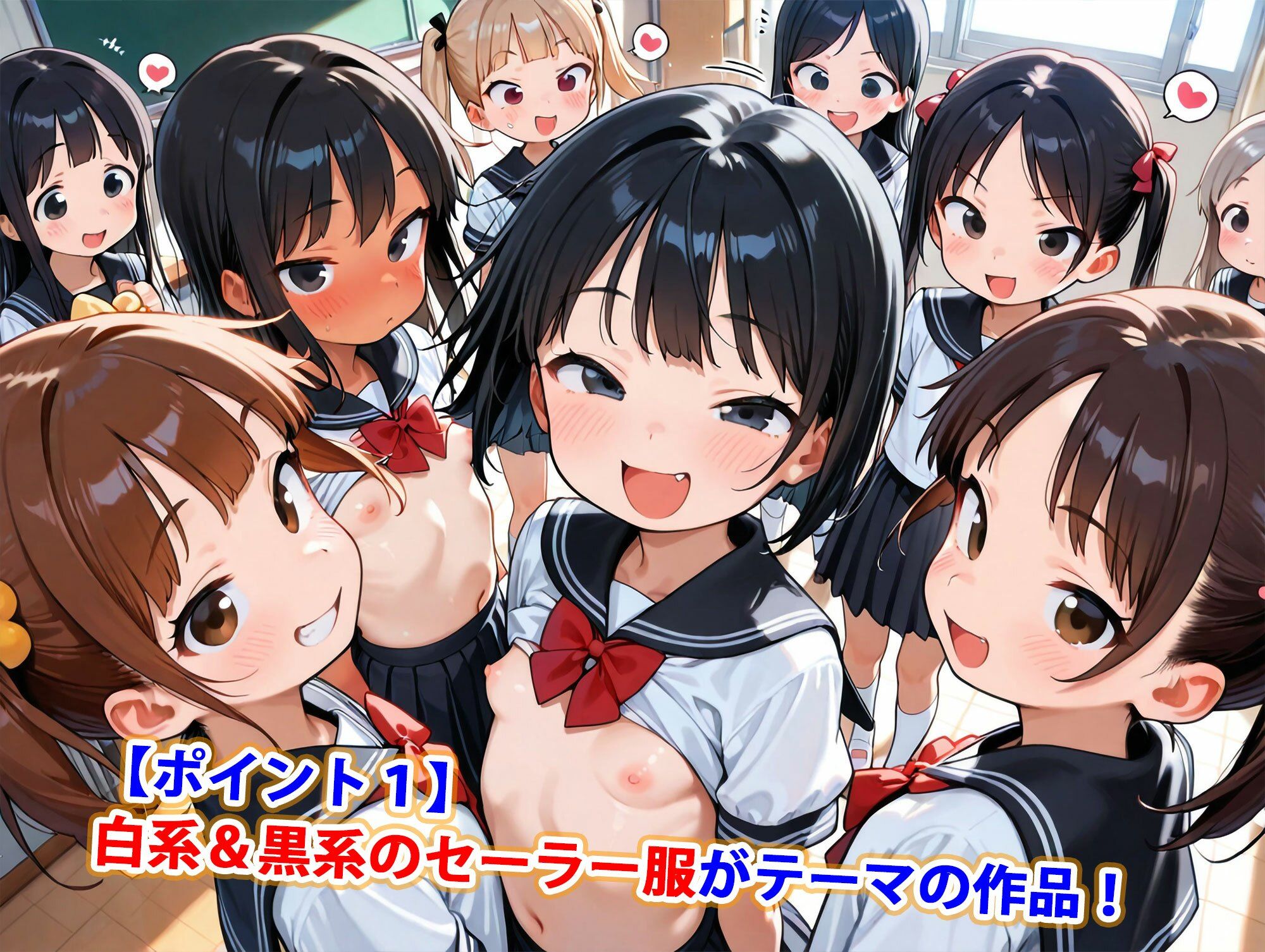 ロリ少女白黒セーラー服純ハーレム 半熟ひよこ専門街 エロ画像3