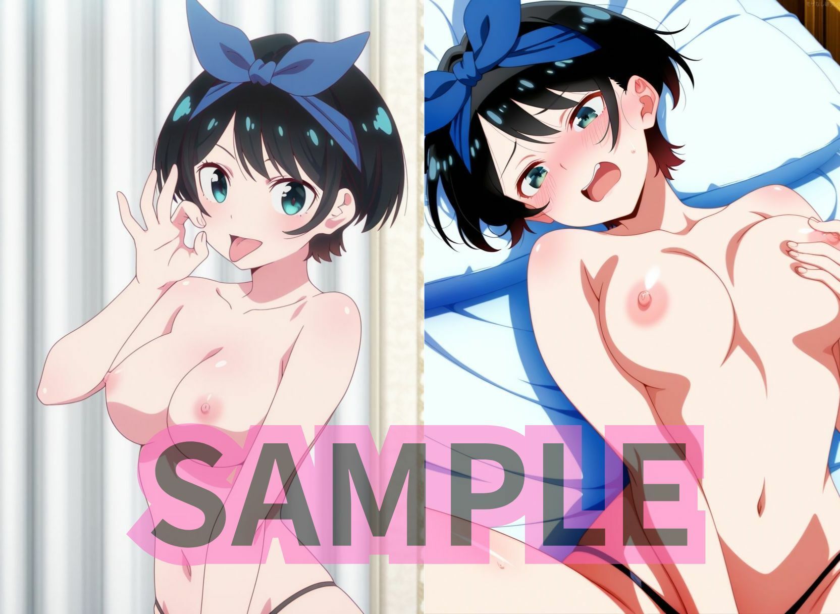 サンプル画像6:かのかりメンエス嬢はマイクロビキニを着たり待ち時間におま○こを弄ってる(モザなし研究会) [d_611967]