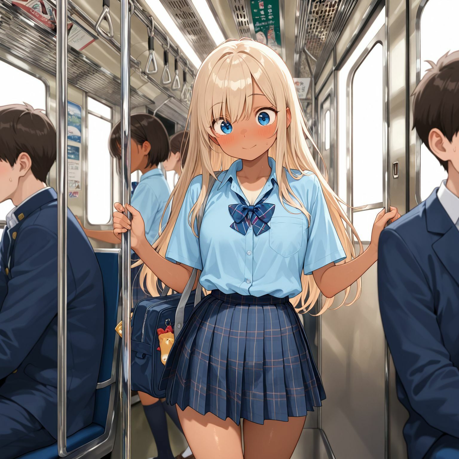 金髪の黒ギャル〜痴●から始まる電車内SEX 画像1
