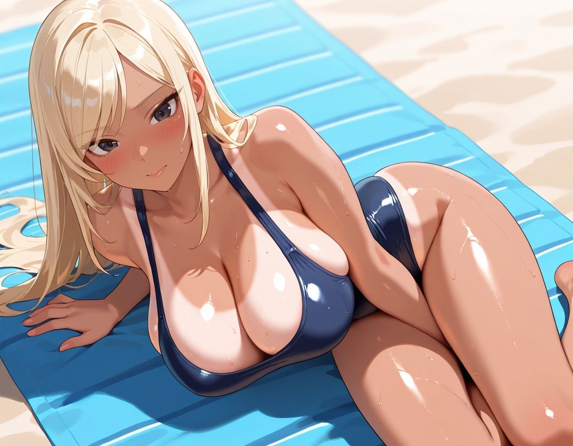 爆乳黒ギャル  スク水でメス堕ち 画像2