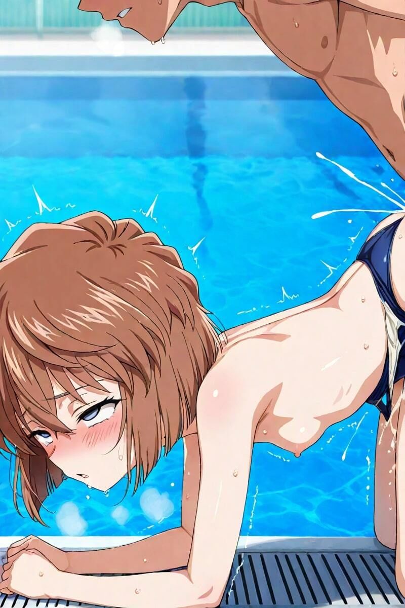 絶頂! 貧乳灰〇哀 スクール水着編 フェラ イラマチオ バイブ 正常位 騎乗位 後背位 中出し 文字入り50枚 合計500枚 画像9