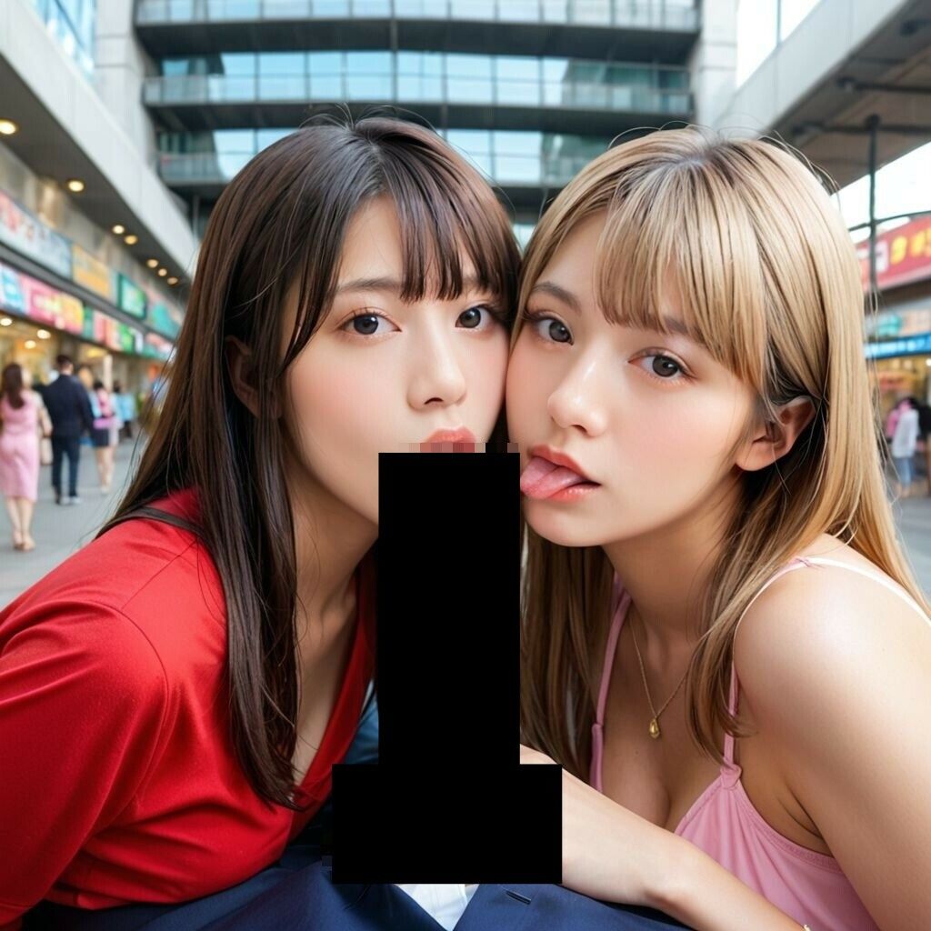 サンプル画像2:人がいるところでWフェラ(AI美エロ) [d_612998]