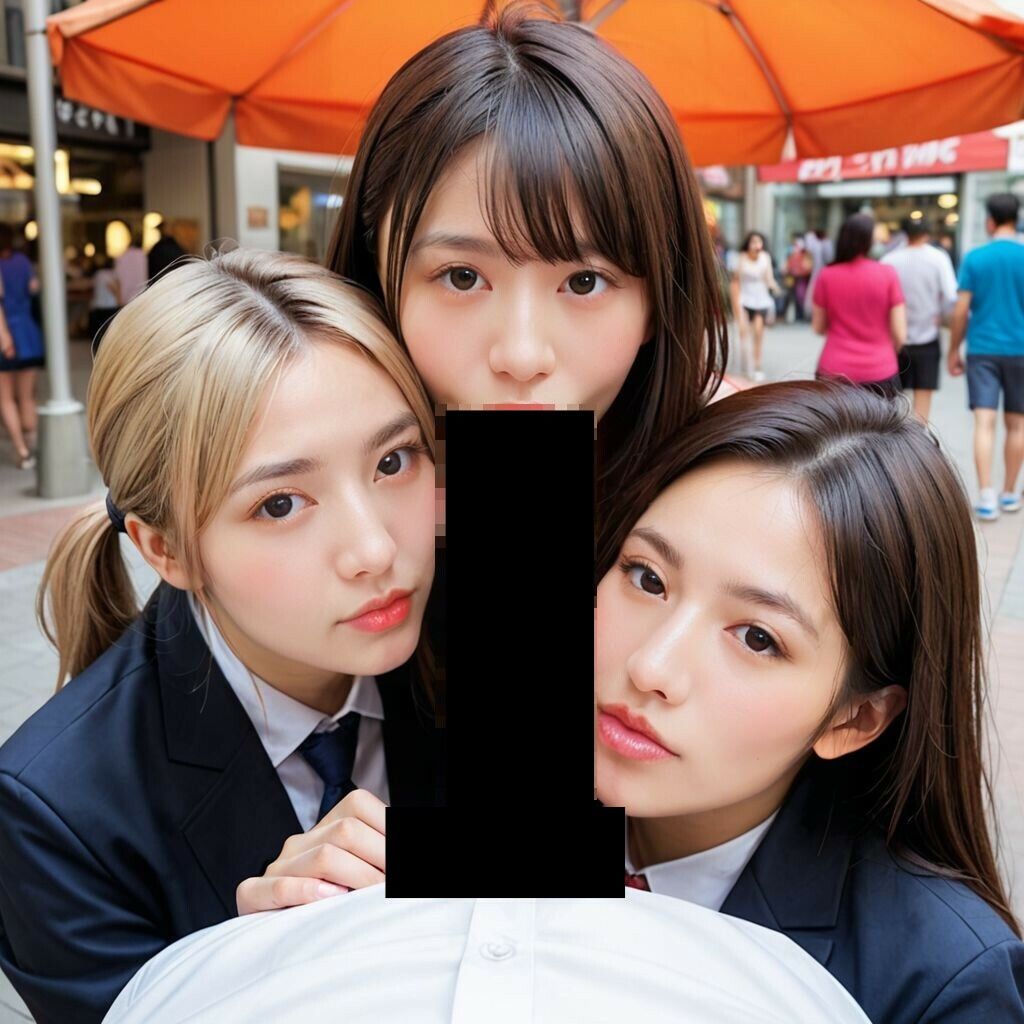 サンプル画像3:人がいるところでWフェラ(AI美エロ) [d_612998]