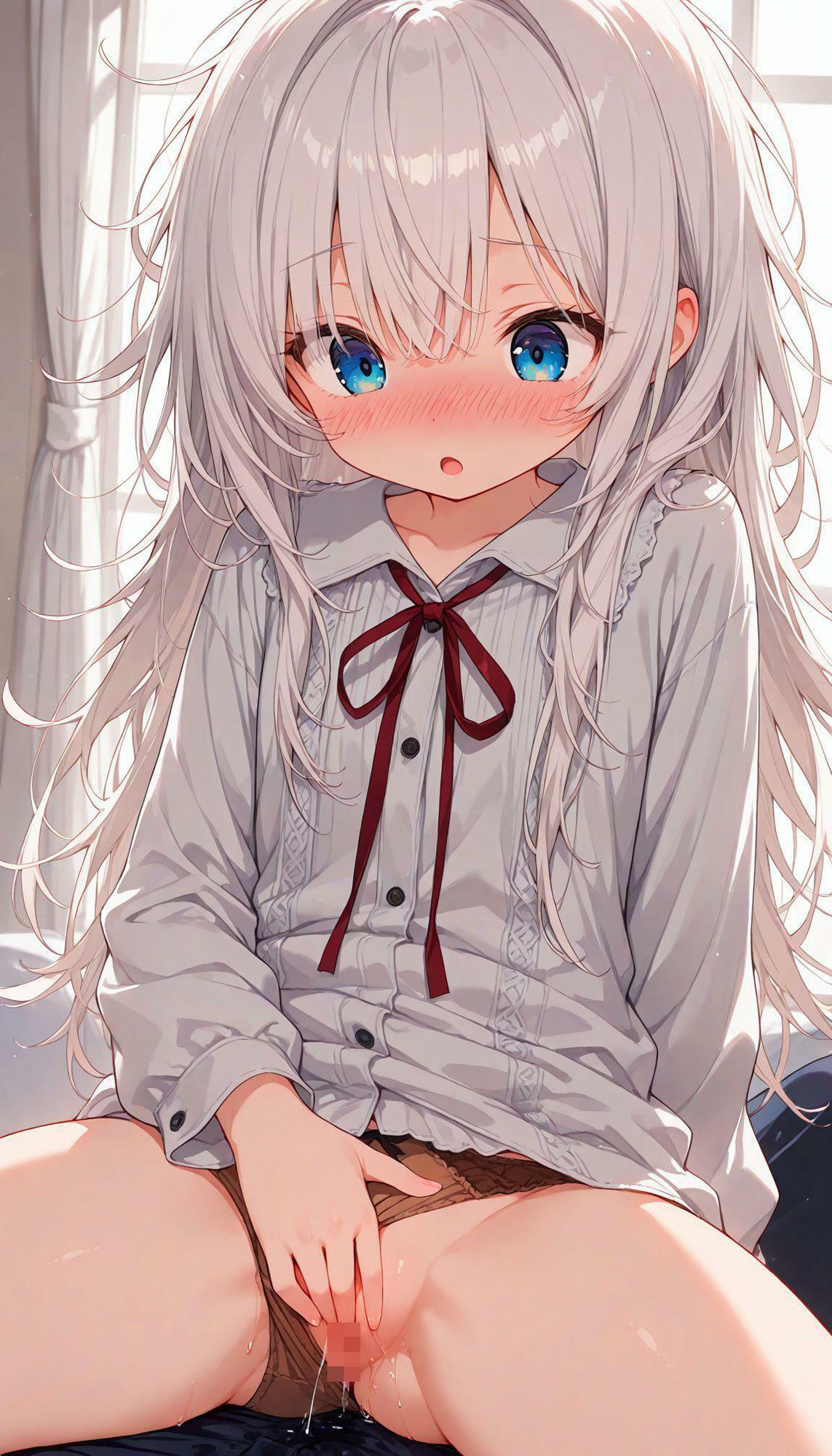 サンプル画像1:AIイラスト ｜ 白髪、自慰 ランダム生成(AIイラストガチャの会) [d_613295]