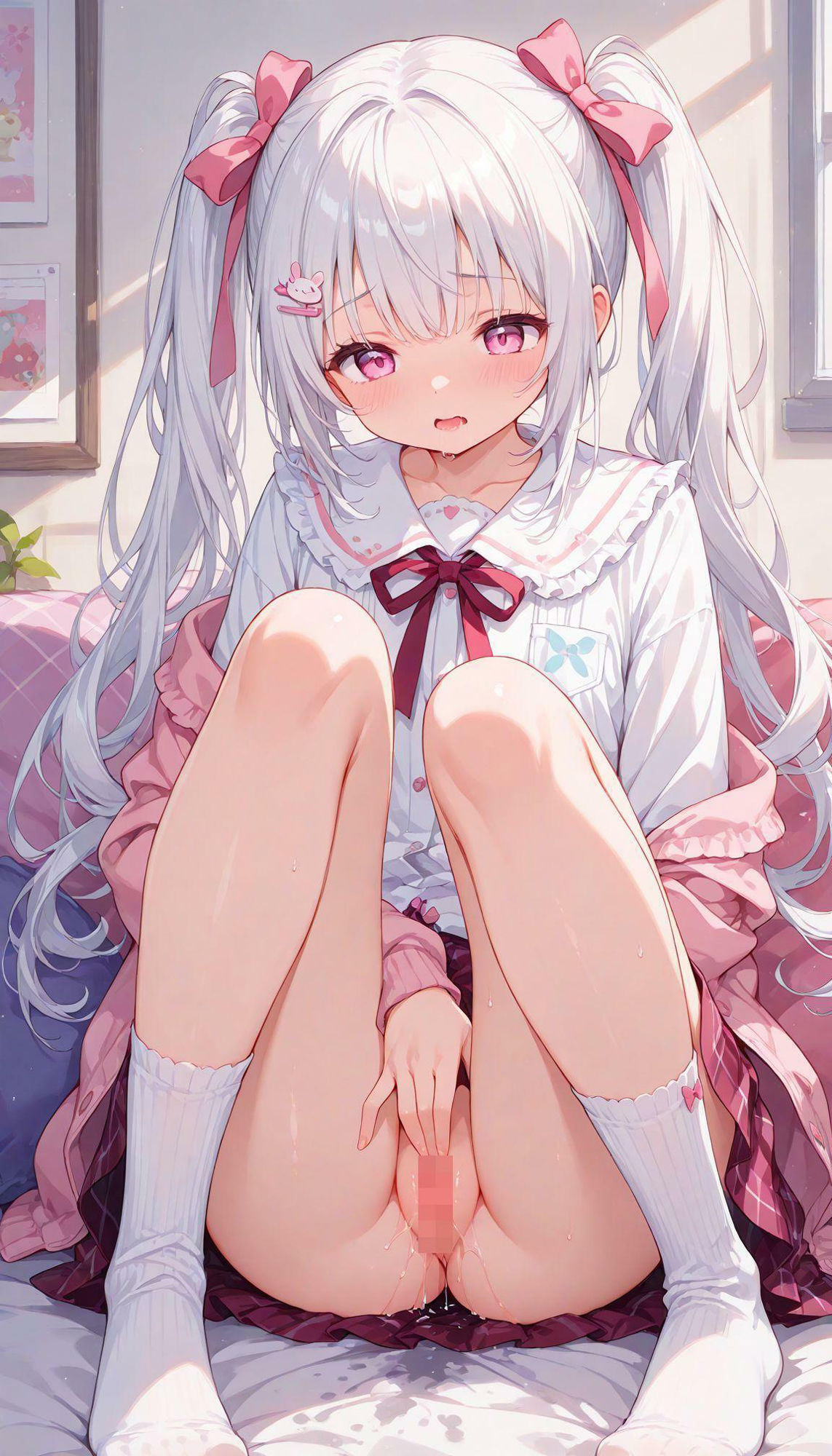 サンプル画像3:AIイラスト ｜ 白髪、自慰 ランダム生成(AIイラストガチャの会) [d_613295]